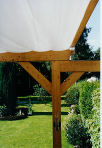 voile d'ombrage dplie pour Pergola